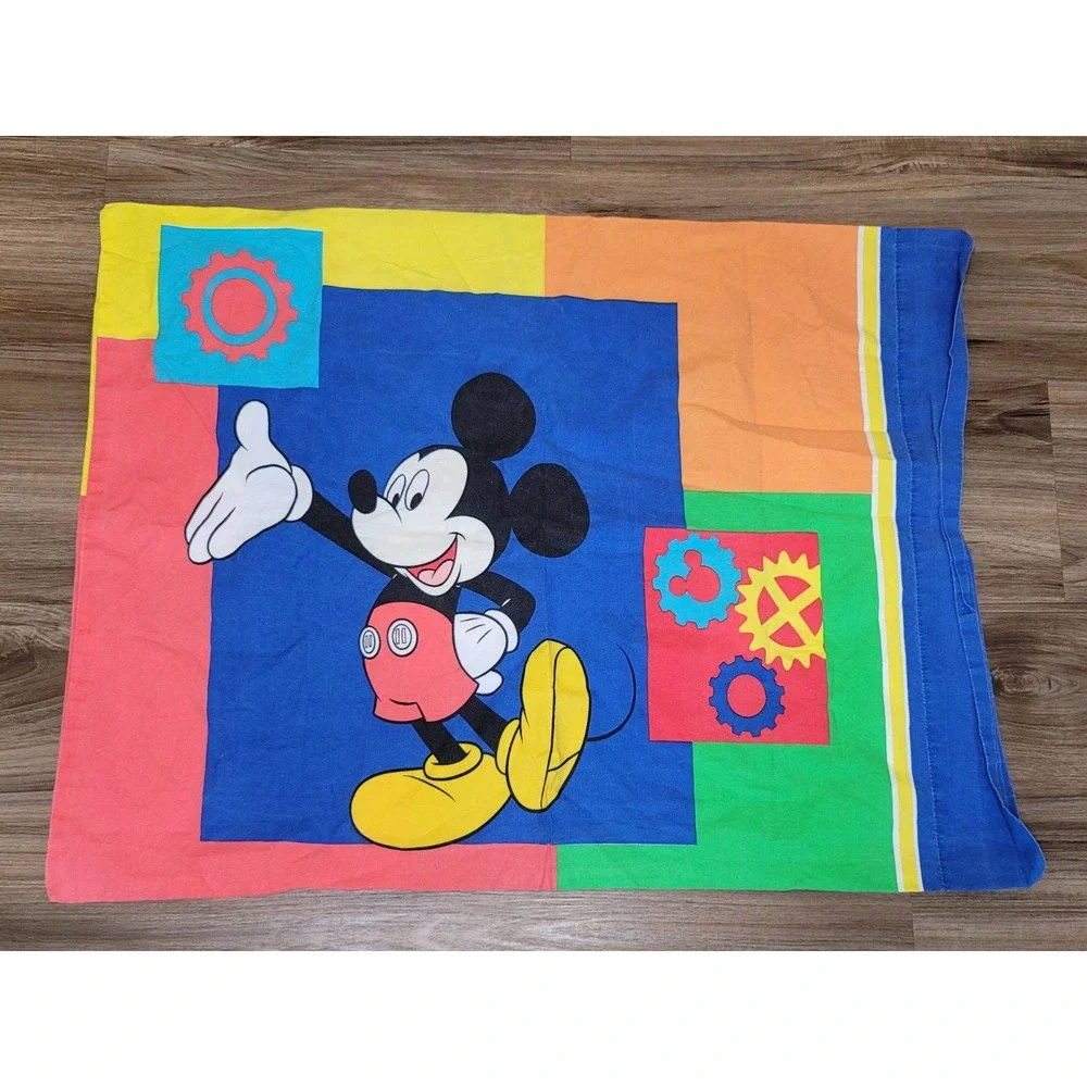 Vtg Disney Mickey Mouse Goofy Double-sided Pillowcase